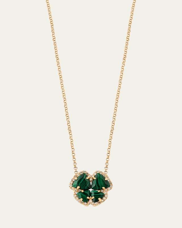 Rose Gold Petit Butterfly Necklace With Malachite And Diamonds